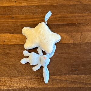 Blue Baby Bunny Star Plush Musical Rattle Toy Newborn Gift Cute Hanging Pull Toy